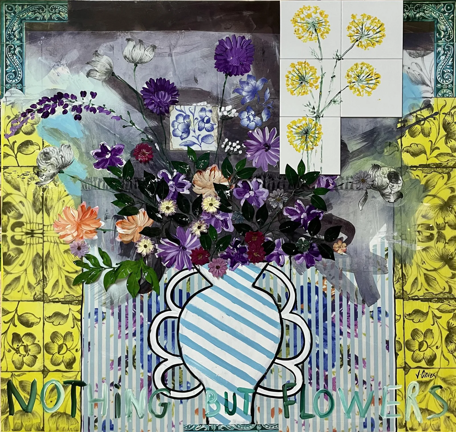 Flowers at stripped vase - Série "Nothing but flowers"