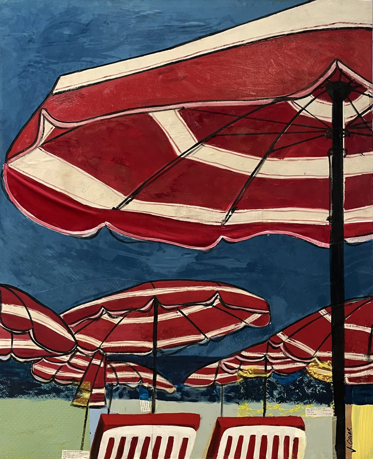 Parasols rouges - Série "Riviera"
